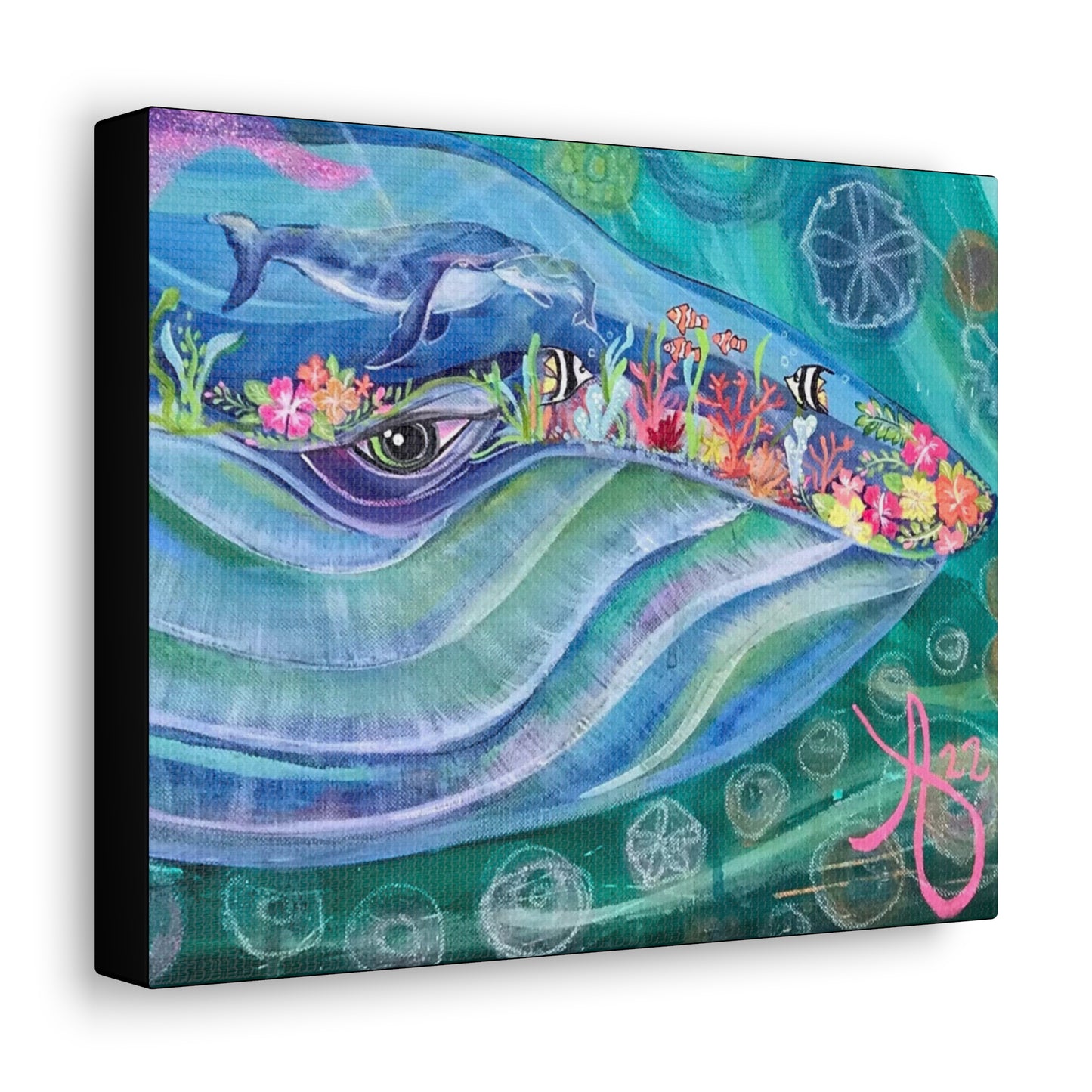 Fine Art Canvas - Mama and Baby Blue Whale from Mama Mosaic Artworks