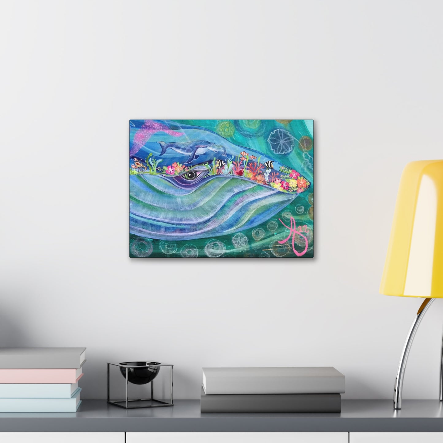 Fine Art Canvas - Mama and Baby Blue Whale from Mama Mosaic Artworks