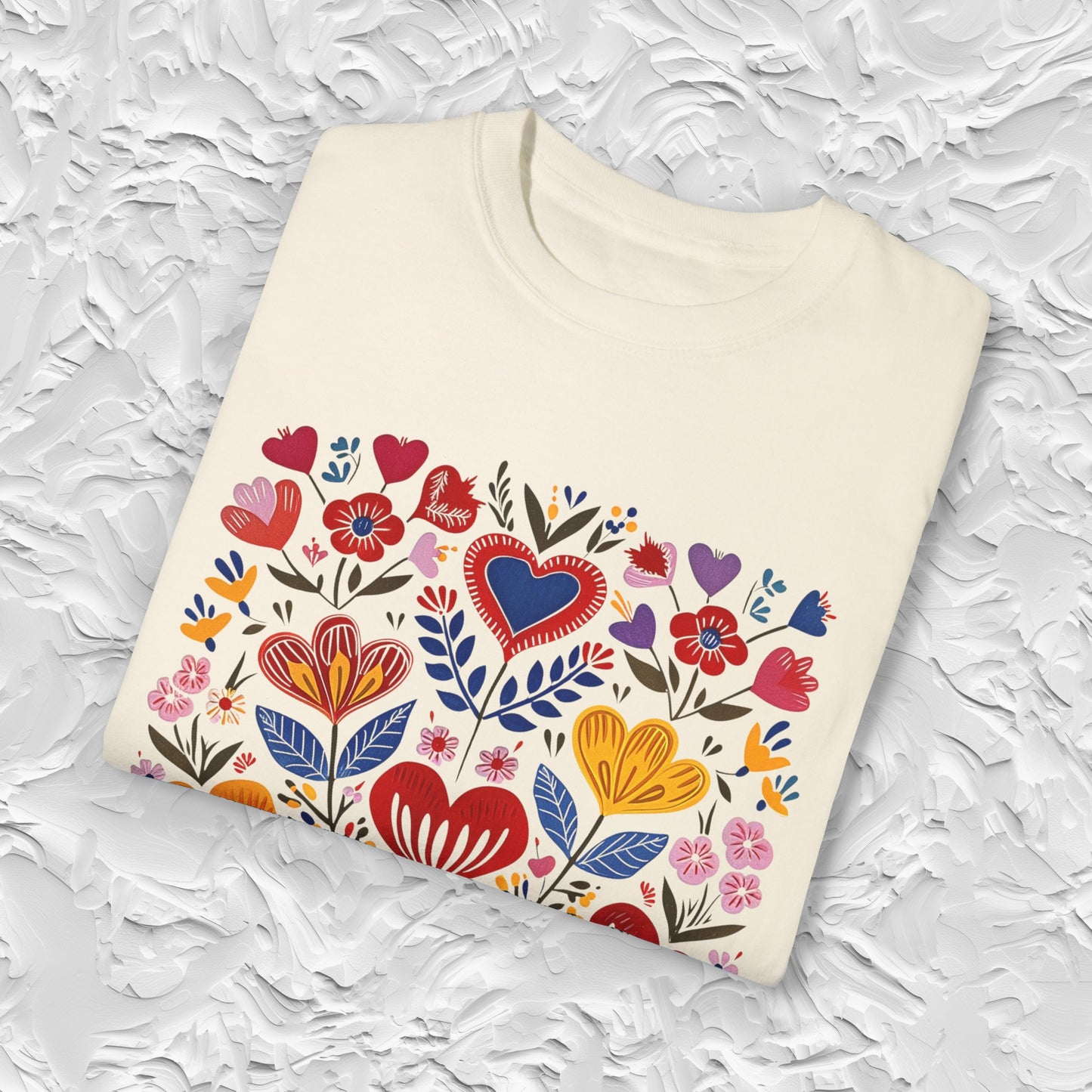 Heart Flowers Shirt - Cottagecore Comfort Colors Unisex Crew