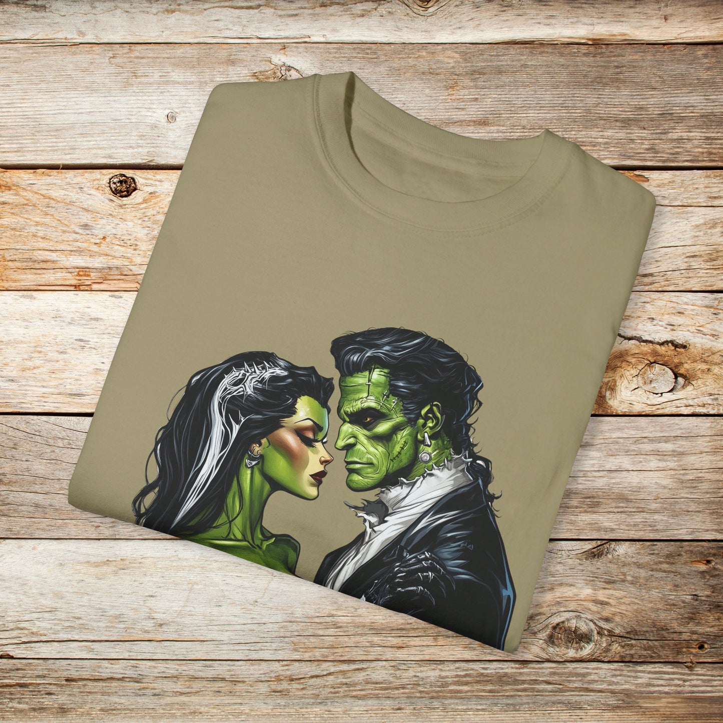 Creature and Bride of Frankenstein Sexy Halloween T-Shirt - Comfort Colors Unisex Crew