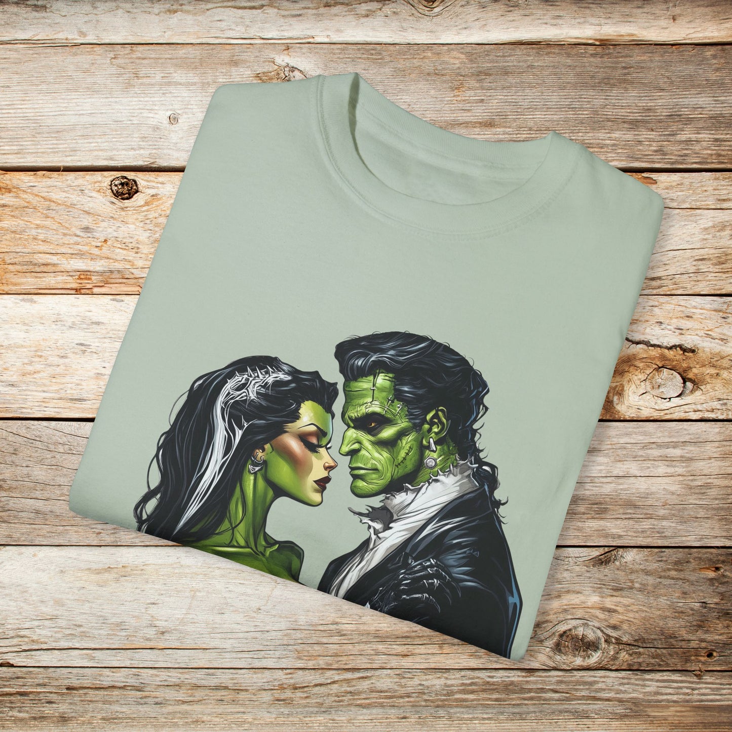 Creature and Bride of Frankenstein Sexy Halloween T-Shirt - Comfort Colors Unisex Crew