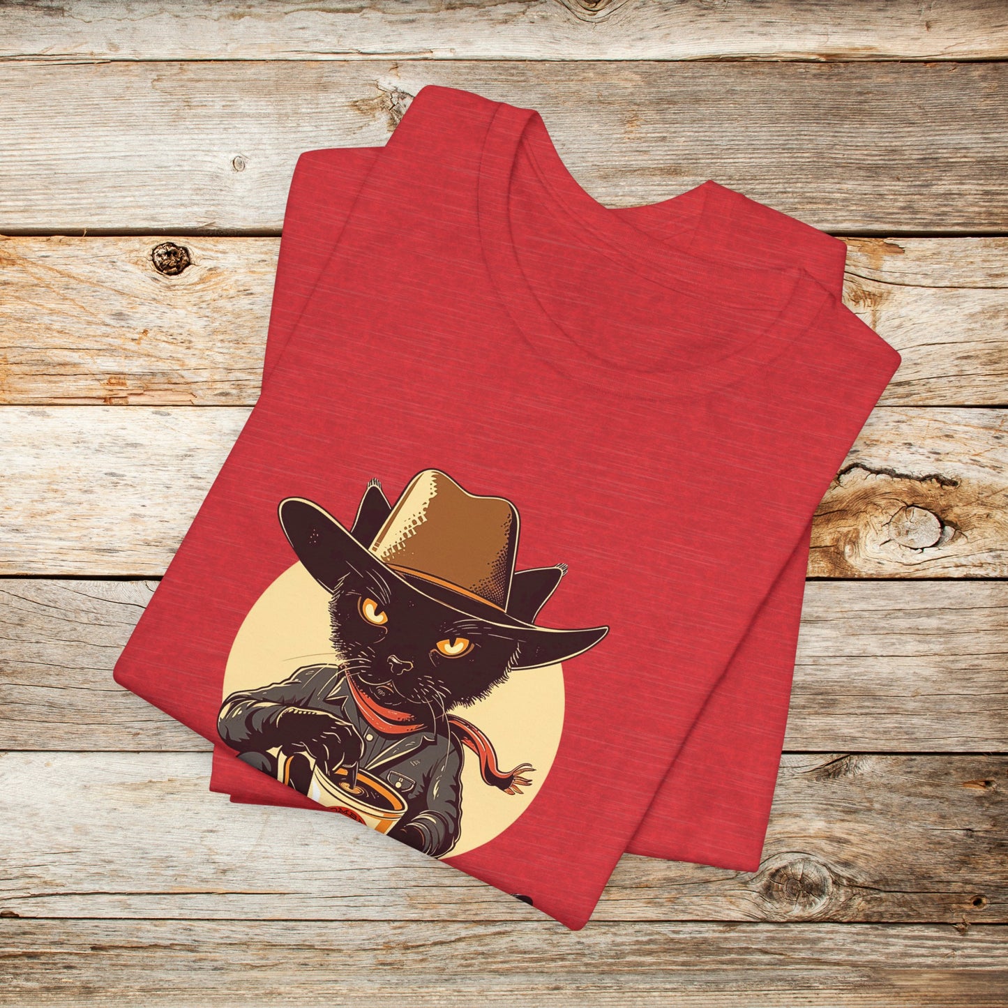 Cowboy Cat TShirt - Hombre Gato Black Cat Unisex Crew