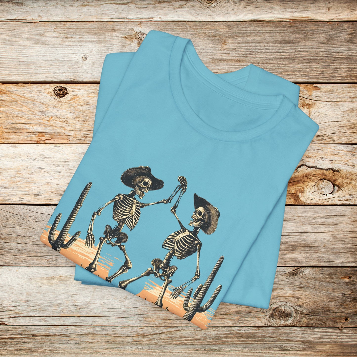 Skeleton TShirt - Dancing Cowboy Skeletons Unisex Crew