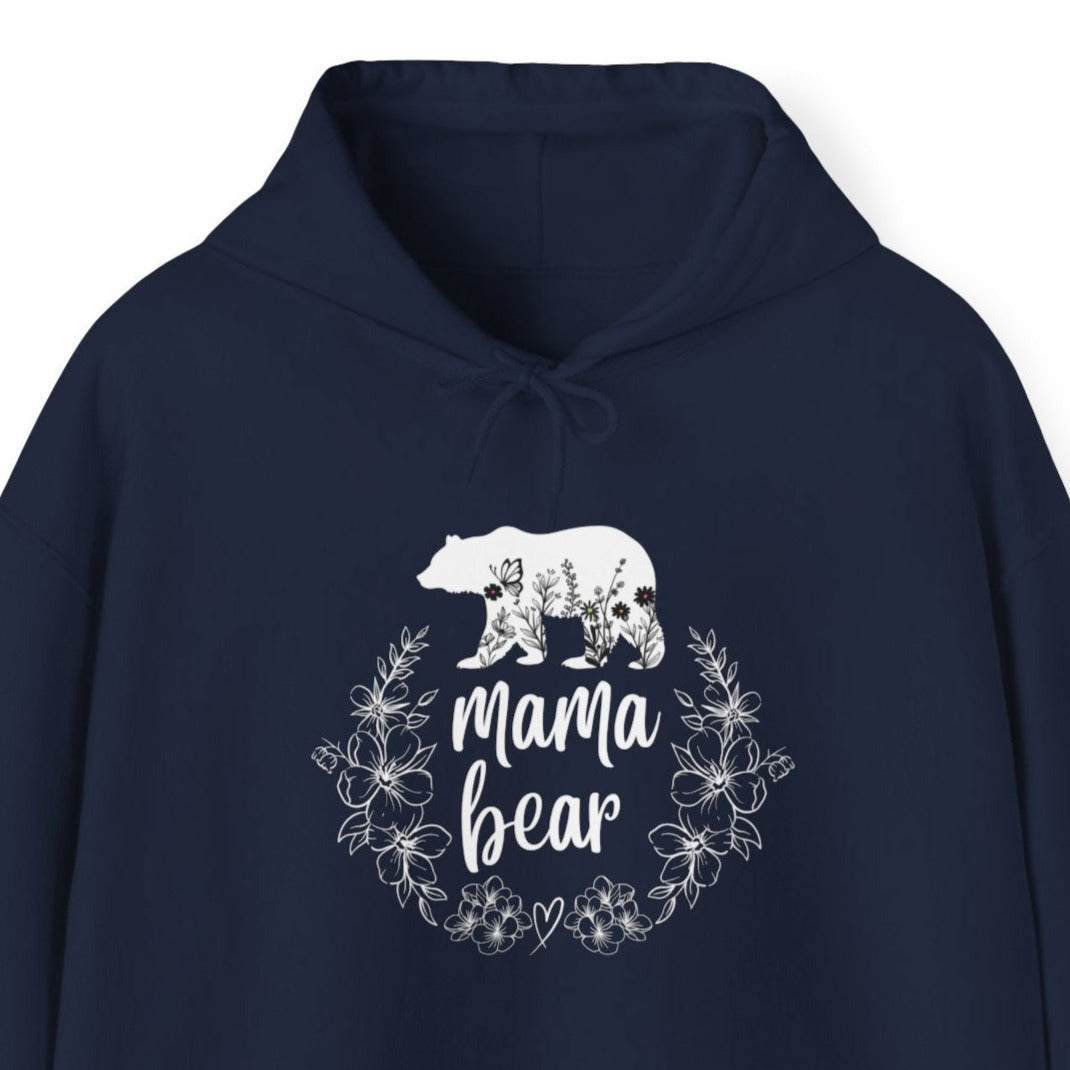 Hoodie - Mama Bear Floral Wreath Unisex Hooded Sweatshirt