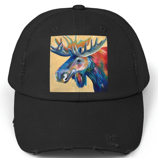 Moose Distressed Hat - Adjustable - Water Moose from Mama Mosaic Artworks