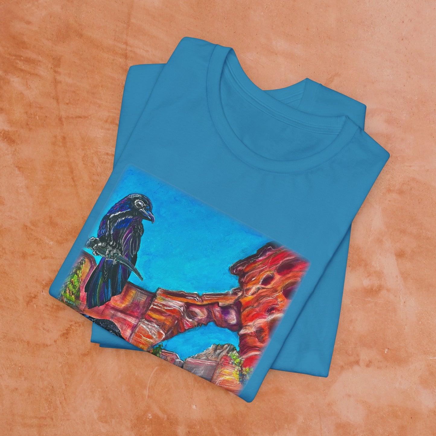 Sedona Devil's Bridge Unisex TShirt - Three Crows at Devil's Bridge from Mama Mosaic Artworks