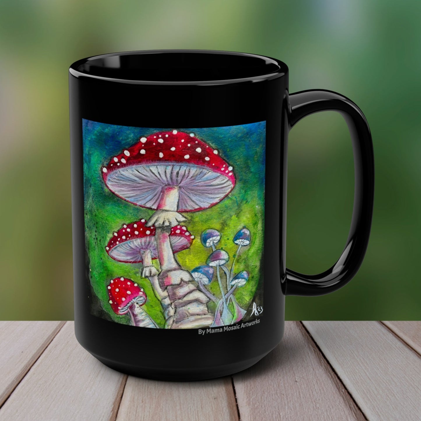 Shrooms Mug - 15oz Glossy Ceramic - Shroomtasia from Mama Mosaic Artworks