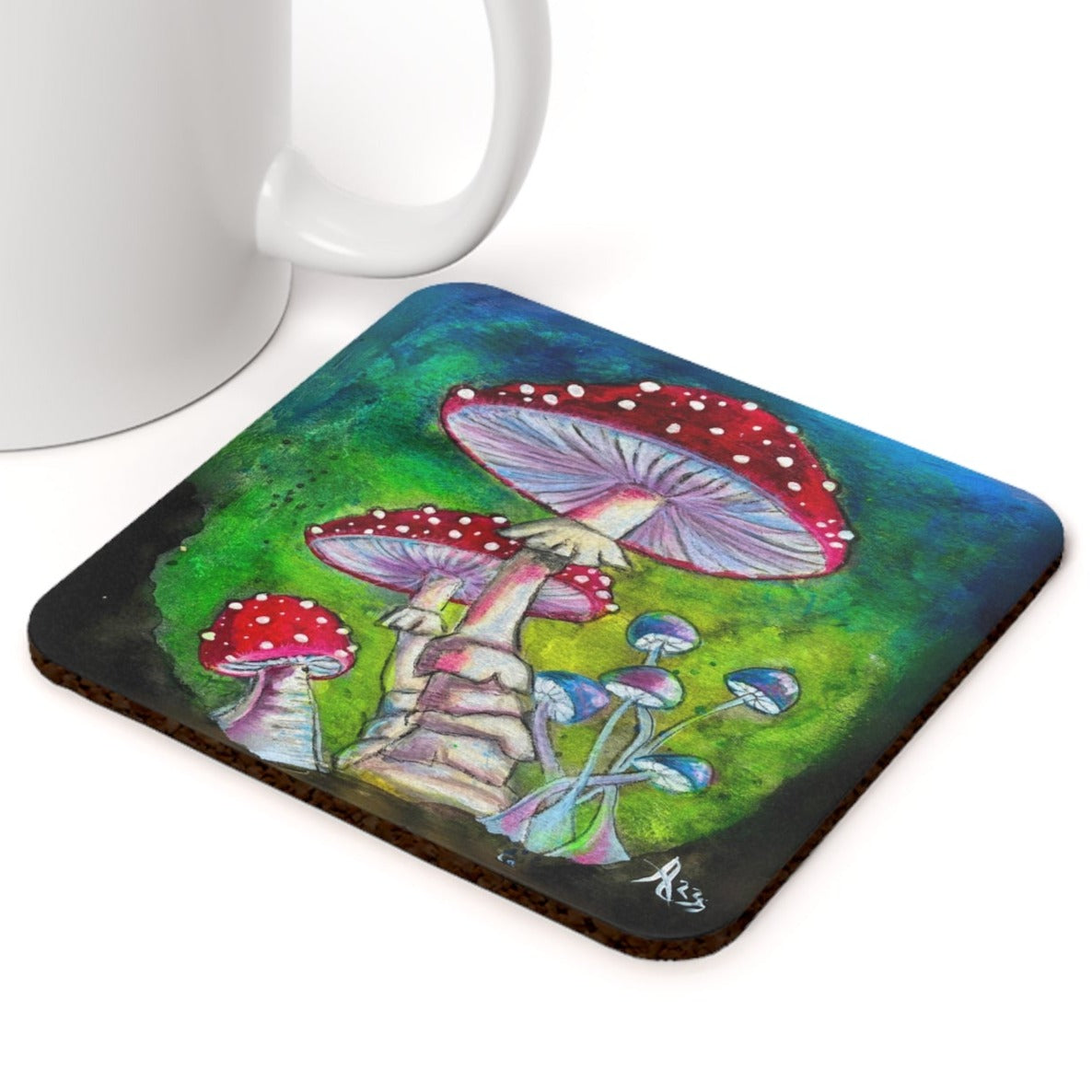 Shroomtasia Mushroom Coasters - from Mama Mosaic Artworks with Cork Back