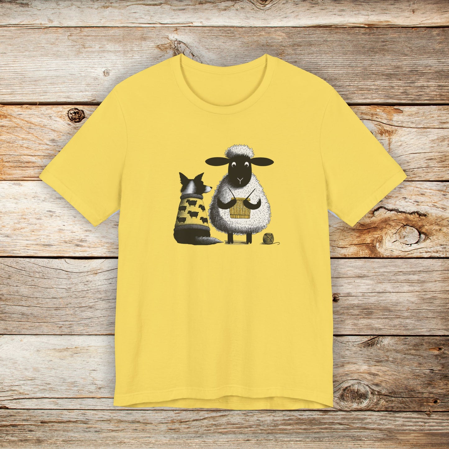 Border Collie and Sheep Friends Shirt: Sheep Knitting Hobby, Unisex Crew Tee