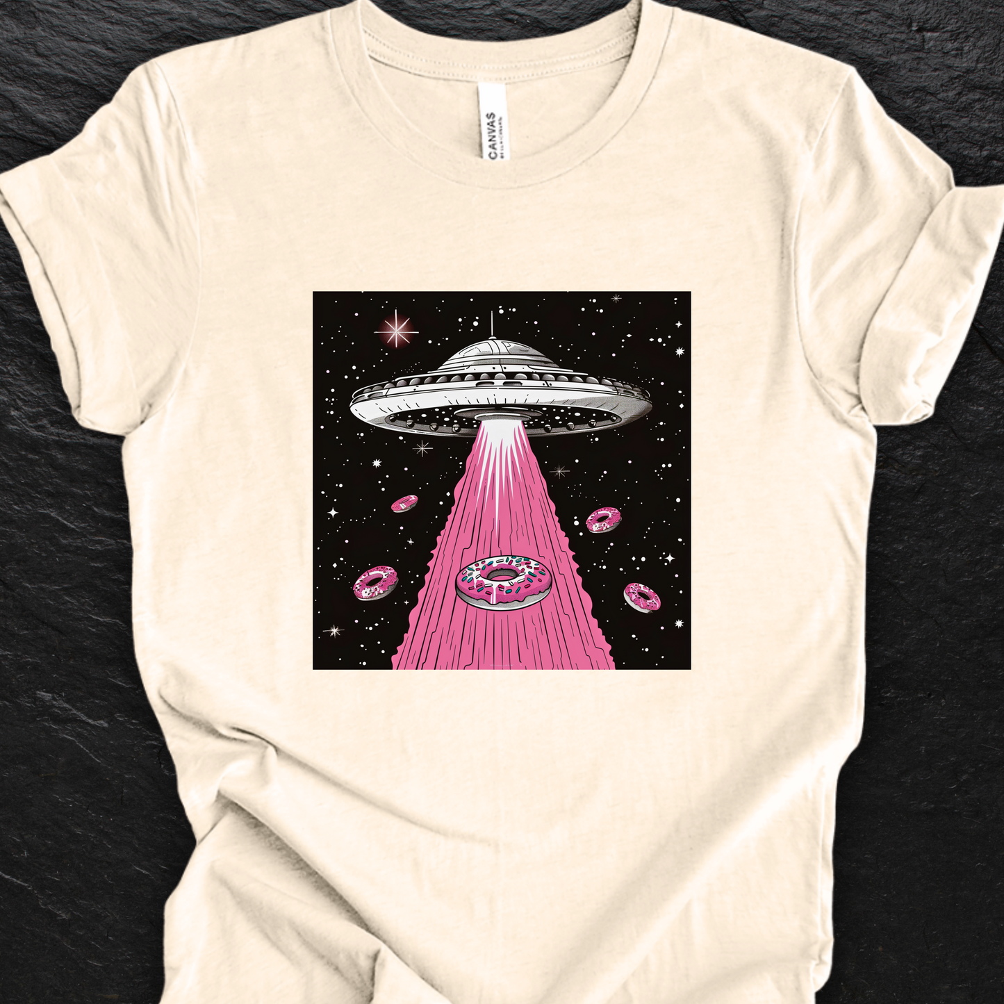 Alien Spaceship TShirt - Donuts And Aliens Unisex Crew