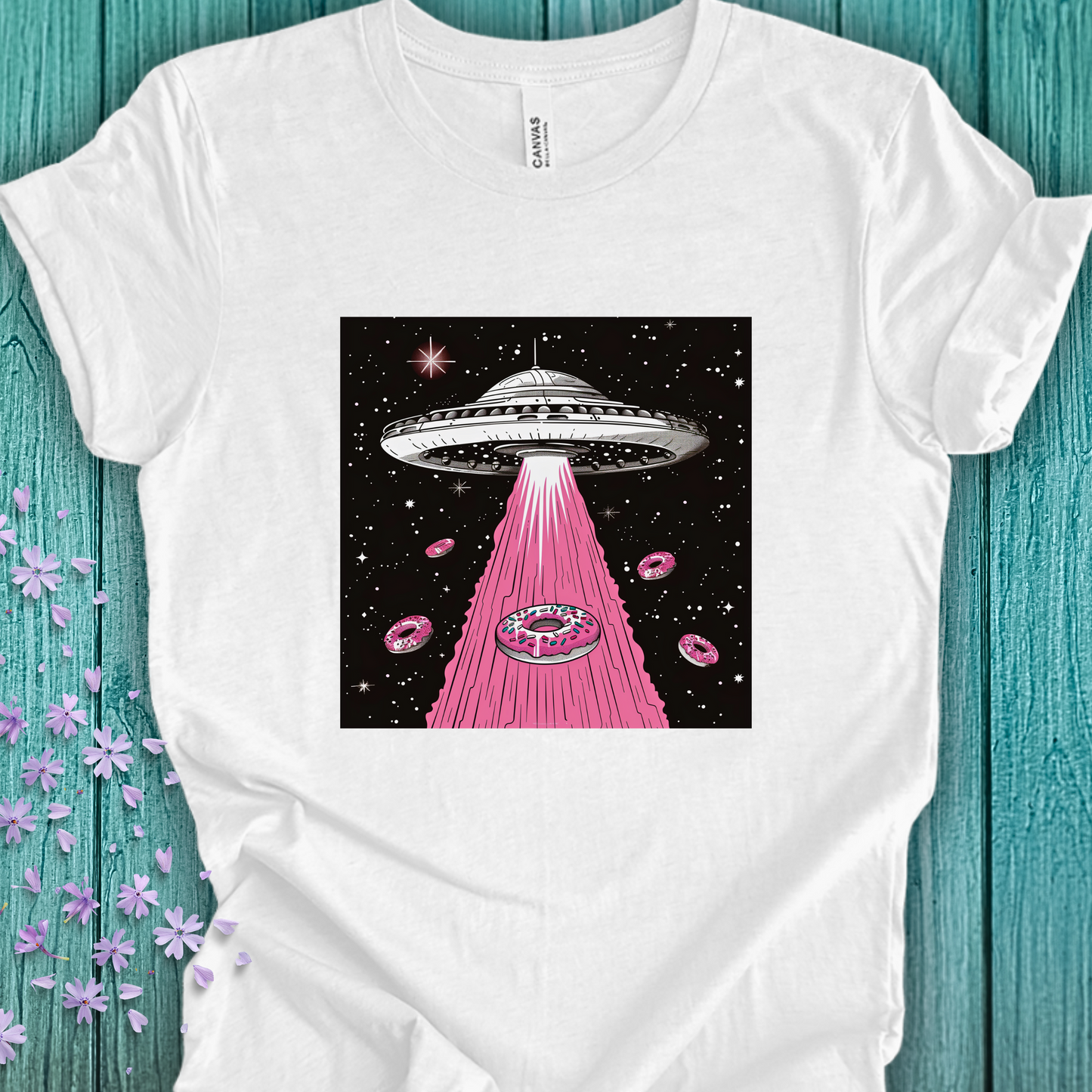 Alien Spaceship TShirt - Donuts And Aliens Unisex Crew