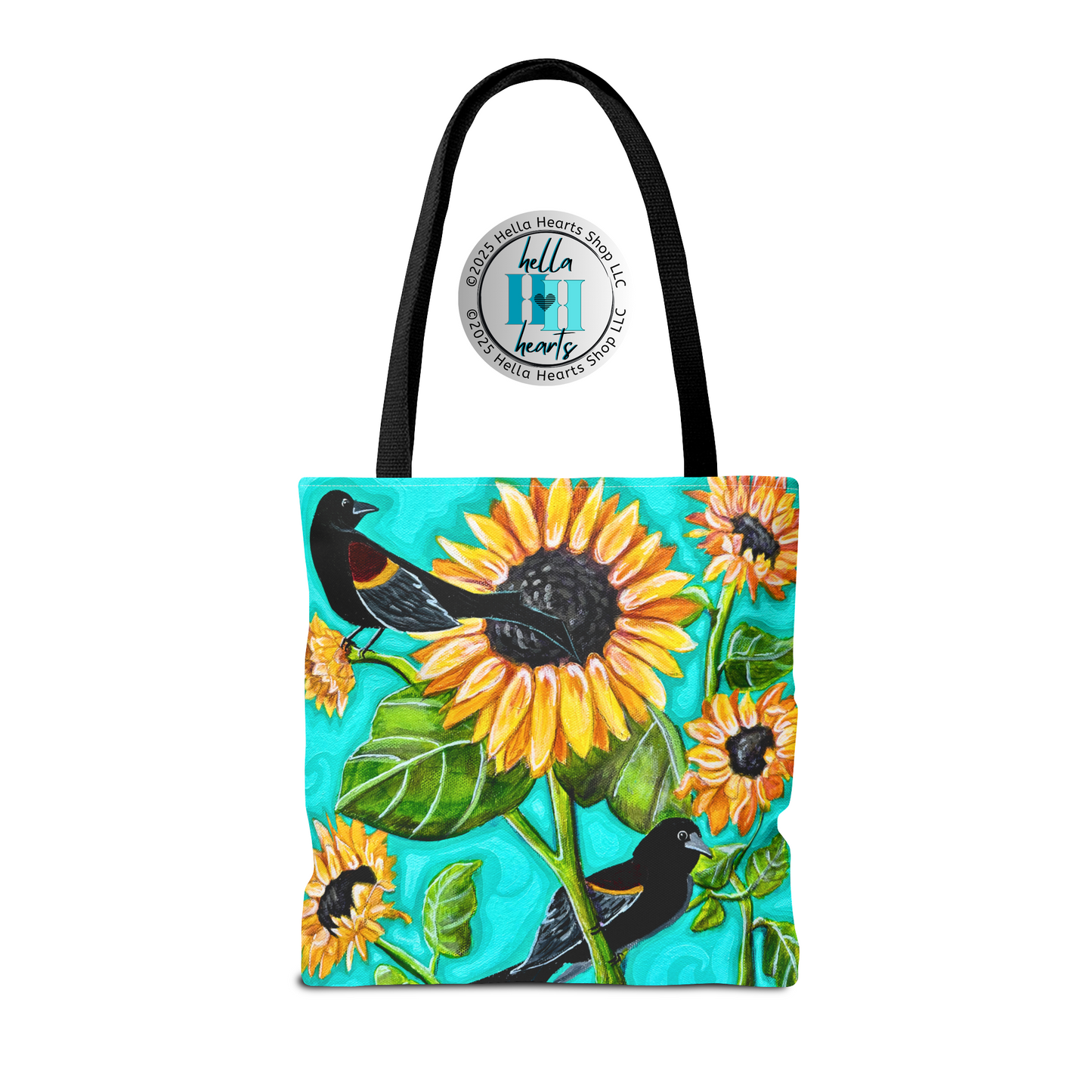 Sunflower Tote Bag - Original Art, Blackbirds and Sunflowers from Mama Mosaic Artworks - 3 Sizes