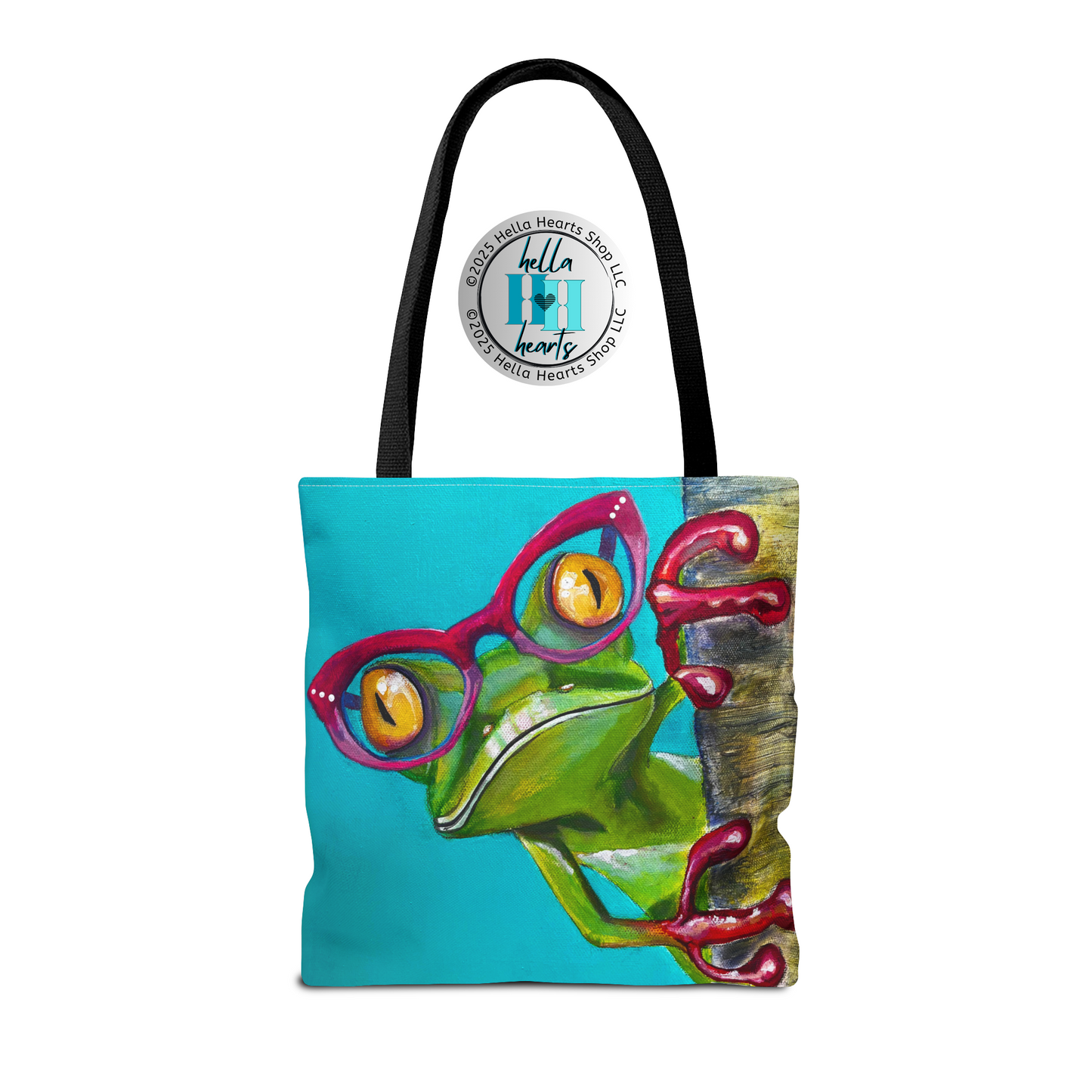 Frog Tote Bag - Original Art, Read More Optical Frog from Mama Mosaic Artworks - 3 Sizes