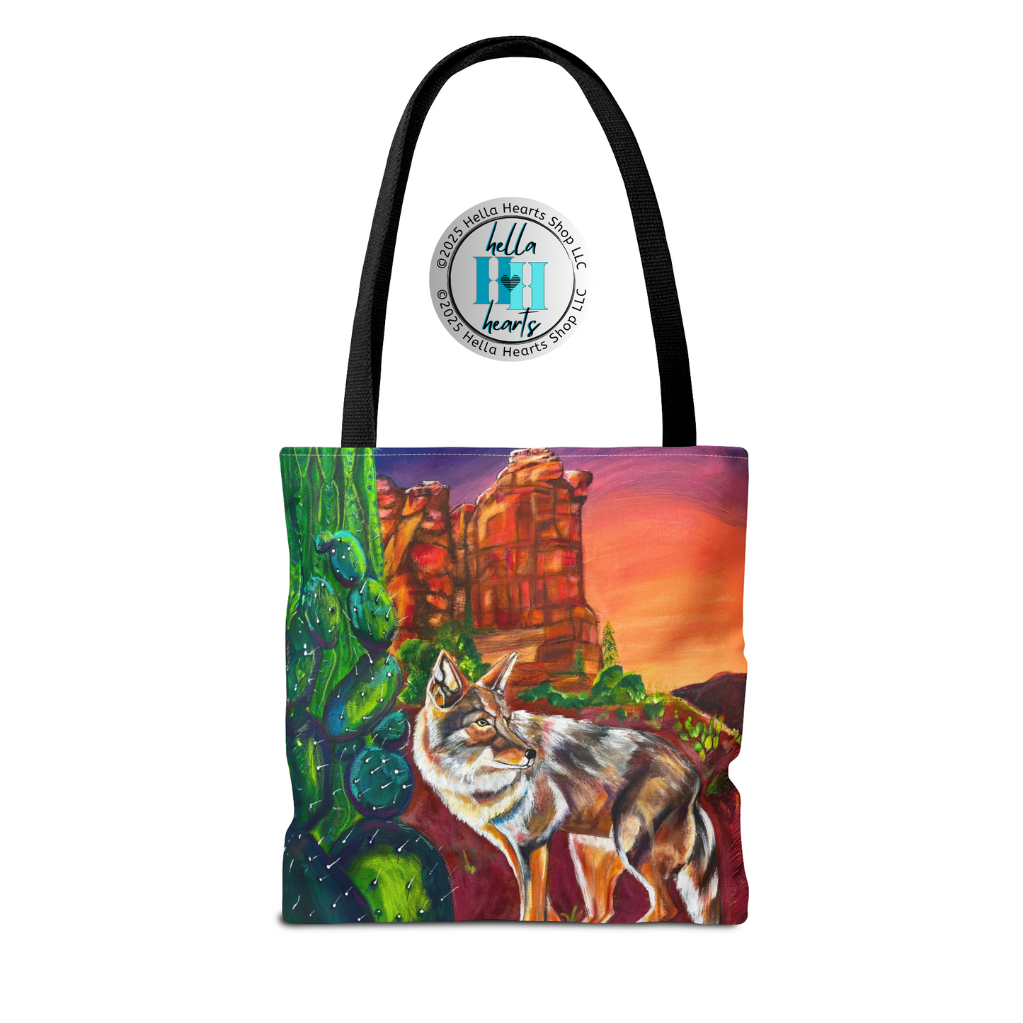 Sedona Coyote Tote Bag - Original Art, Coyote at Coffee Pot Rock from Mama Mosaic Artworks - 3 Sizes