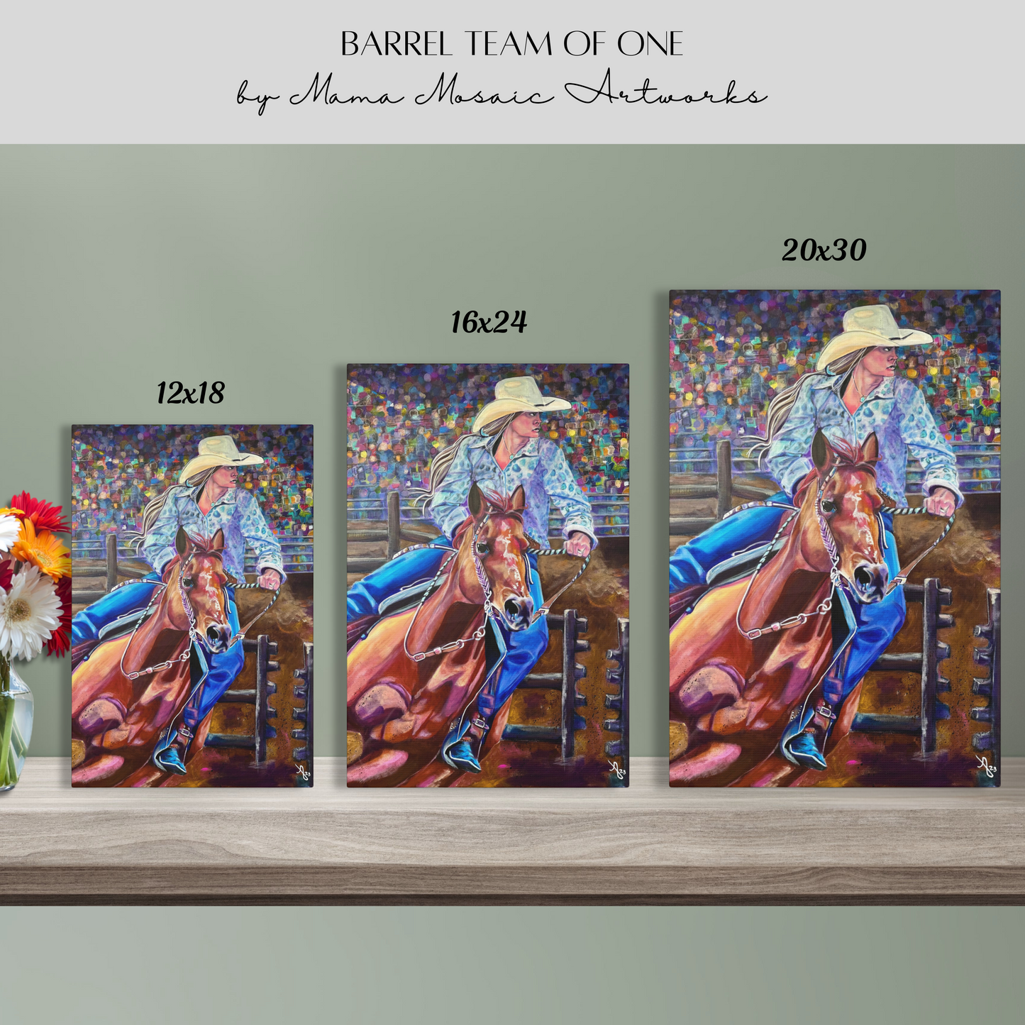 Fine Art Canvas - Barrel Team of One from Mama Mosaic Artworks