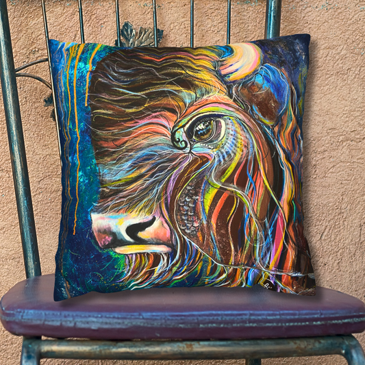 Bison Throw Pillow Cover - Faux Suede 3 Sizes - Be Strong, Adapt and Survive from Mama Mosaic Artworks