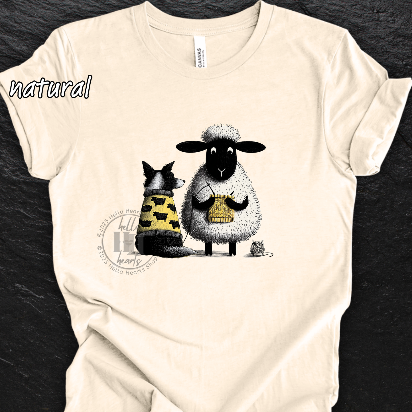 Border Collie and Sheep Friends Shirt: Sheep Knitting Hobby, Unisex Crew Tee