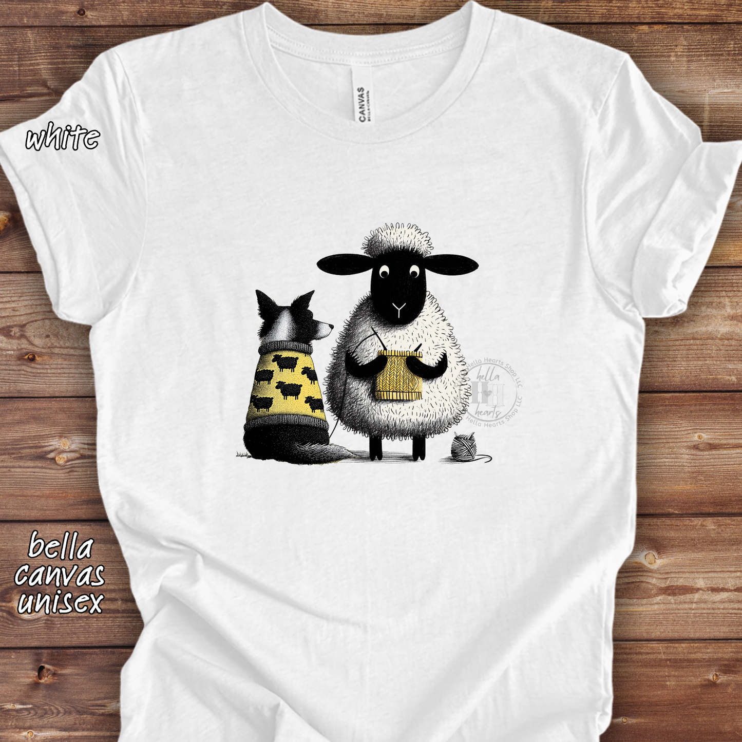 Border Collie and Sheep Friends Shirt: Sheep Knitting Hobby, Unisex