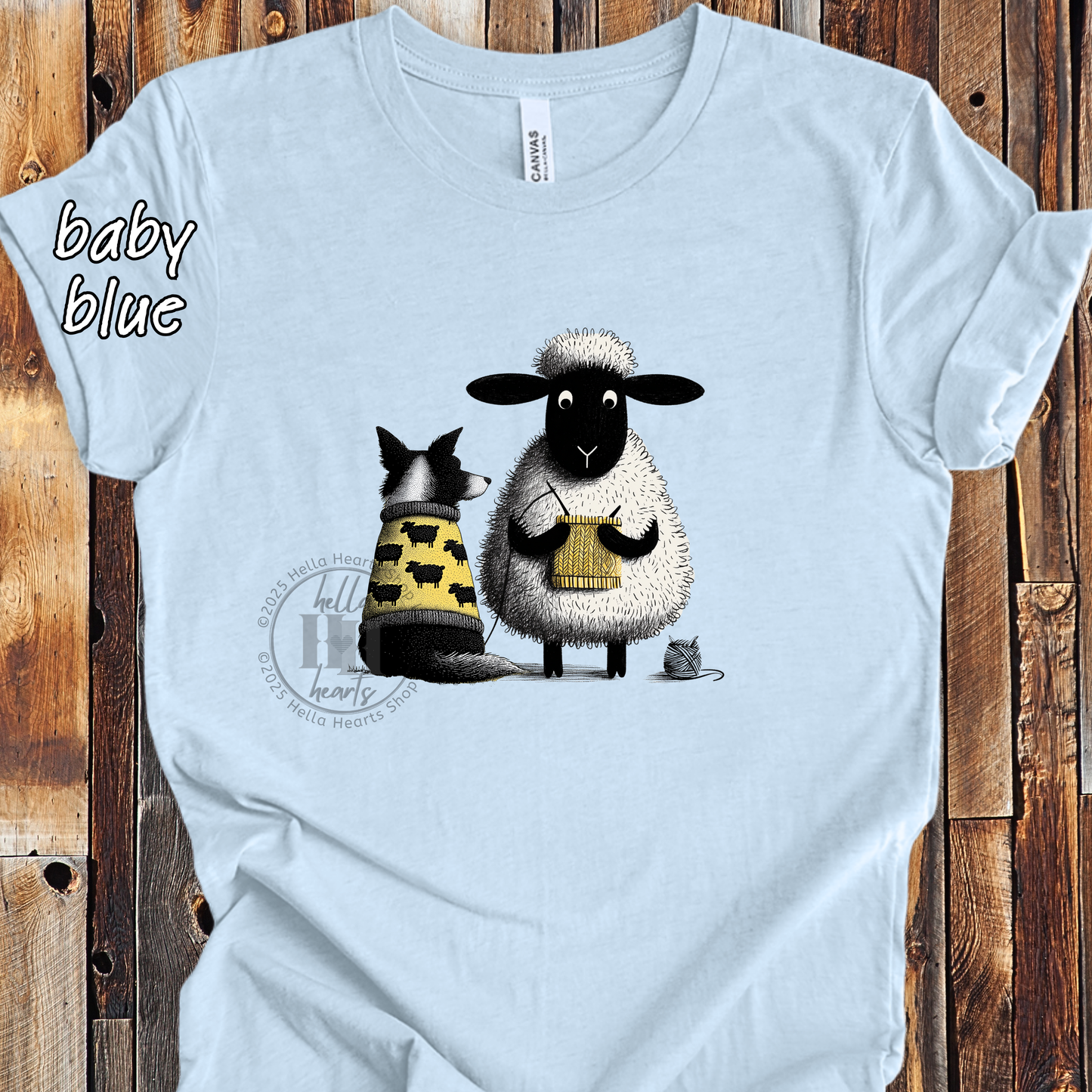 Border Collie and Sheep Friends Shirt: Sheep Knitting Hobby, Unisex Crew Tee