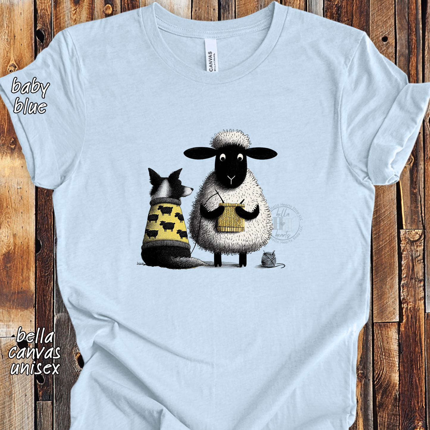 Border Collie and Sheep Friends Shirt: Sheep Knitting Hobby, Unisex