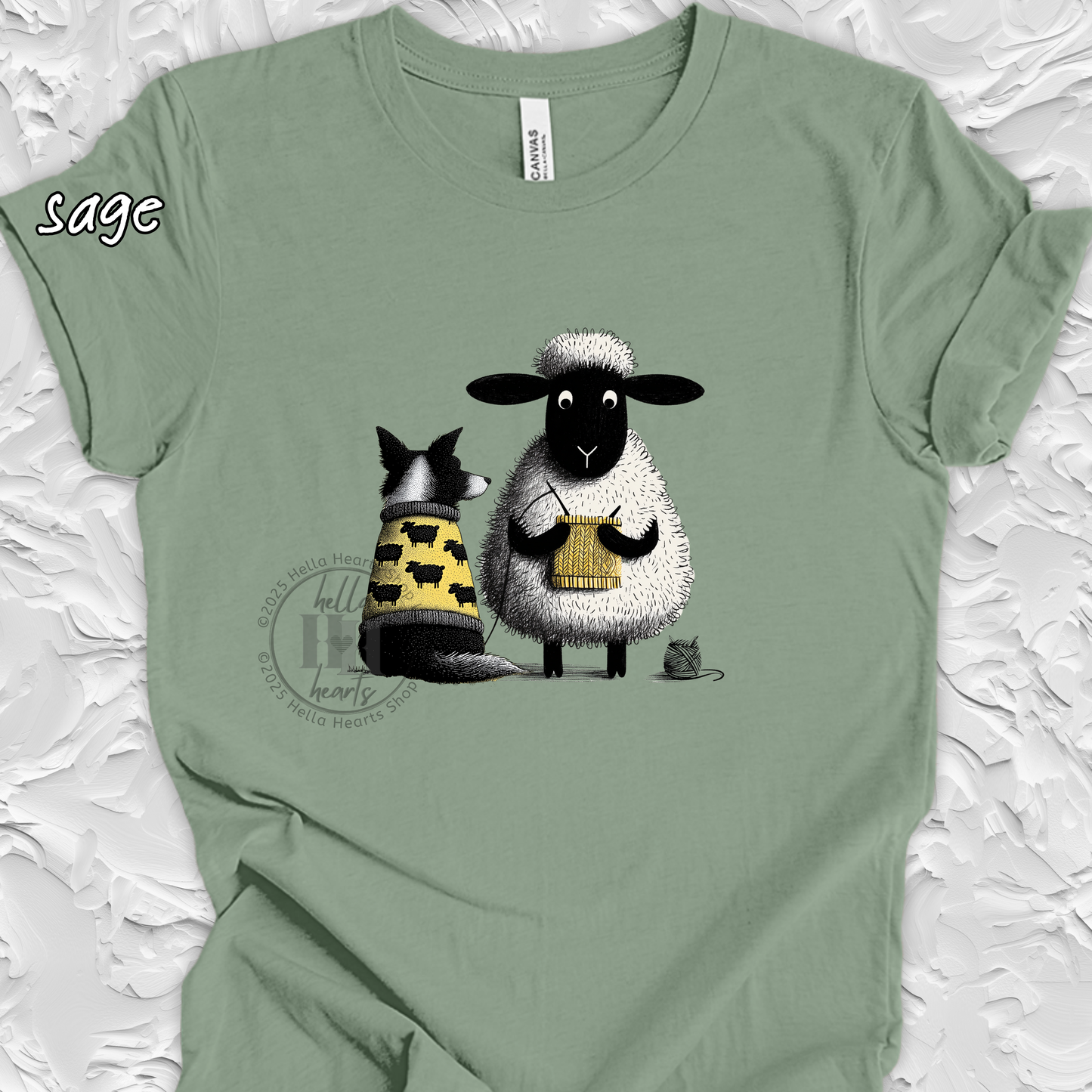 Border Collie and Sheep Friends Shirt: Sheep Knitting Hobby, Unisex Crew Tee