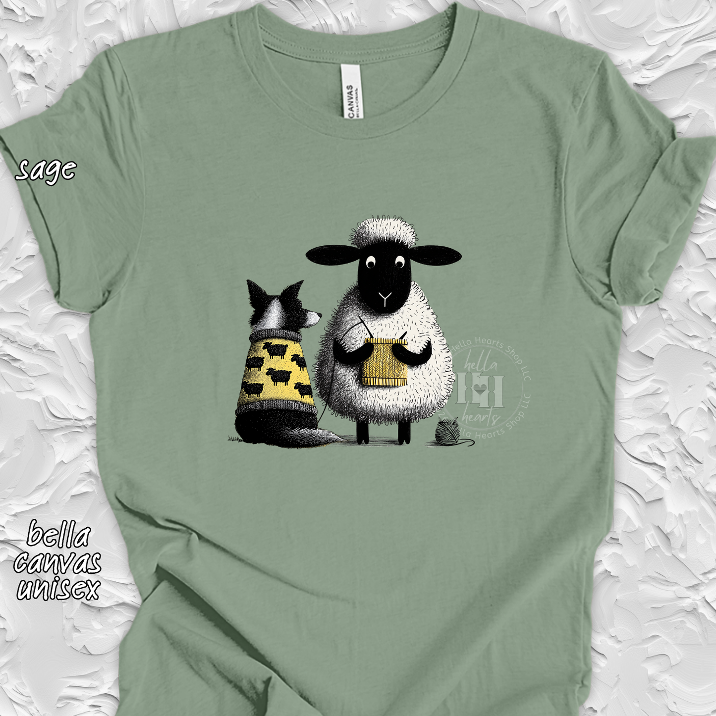 Border Collie and Sheep Friends Shirt: Sheep Knitting Hobby, Unisex