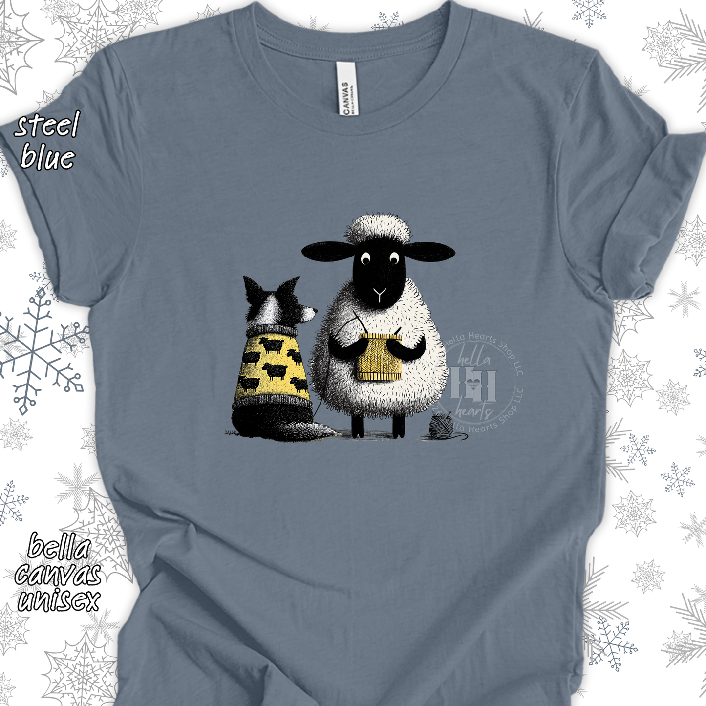 Border Collie and Sheep Friends Shirt: Sheep Knitting Hobby, Unisex