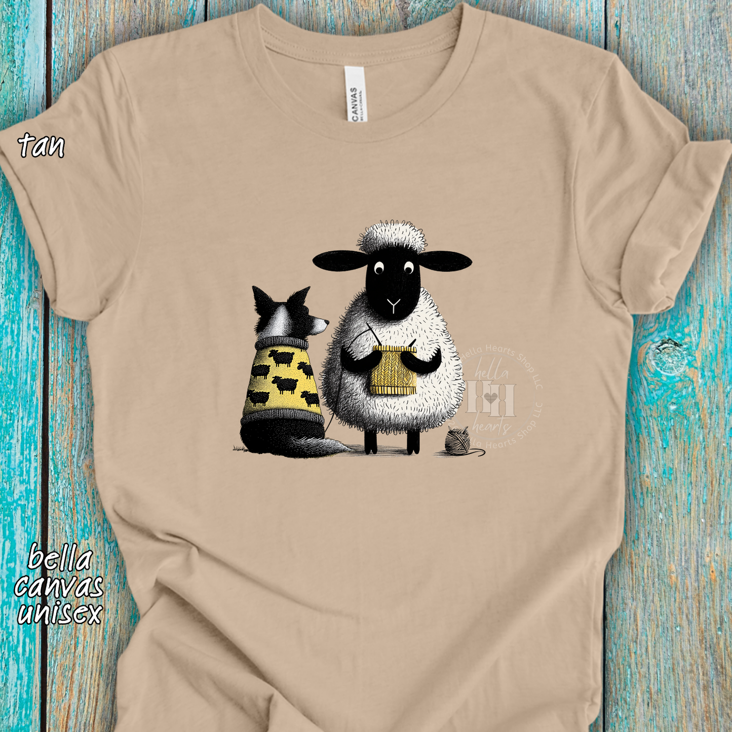 Border Collie and Sheep Friends Shirt: Sheep Knitting Hobby, Unisex