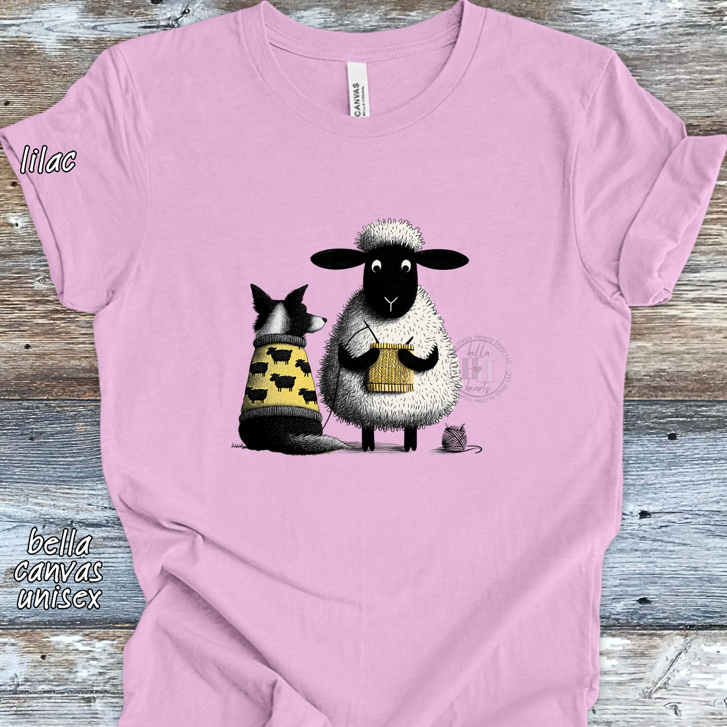 Border Collie and Sheep Friends Shirt: Sheep Knitting Hobby, Unisex