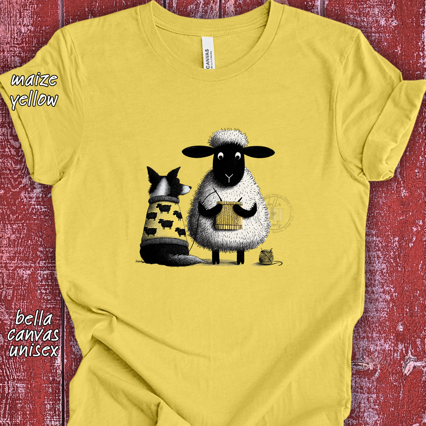 Border Collie and Sheep Friends Shirt: Sheep Knitting Hobby, Unisex