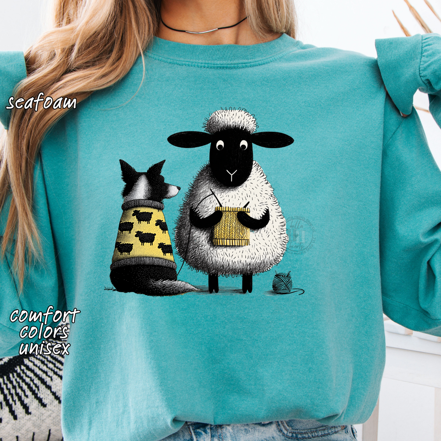 Border Collie and Sheep Friends Shirt: Sheep Knitting Hobby, Unisex