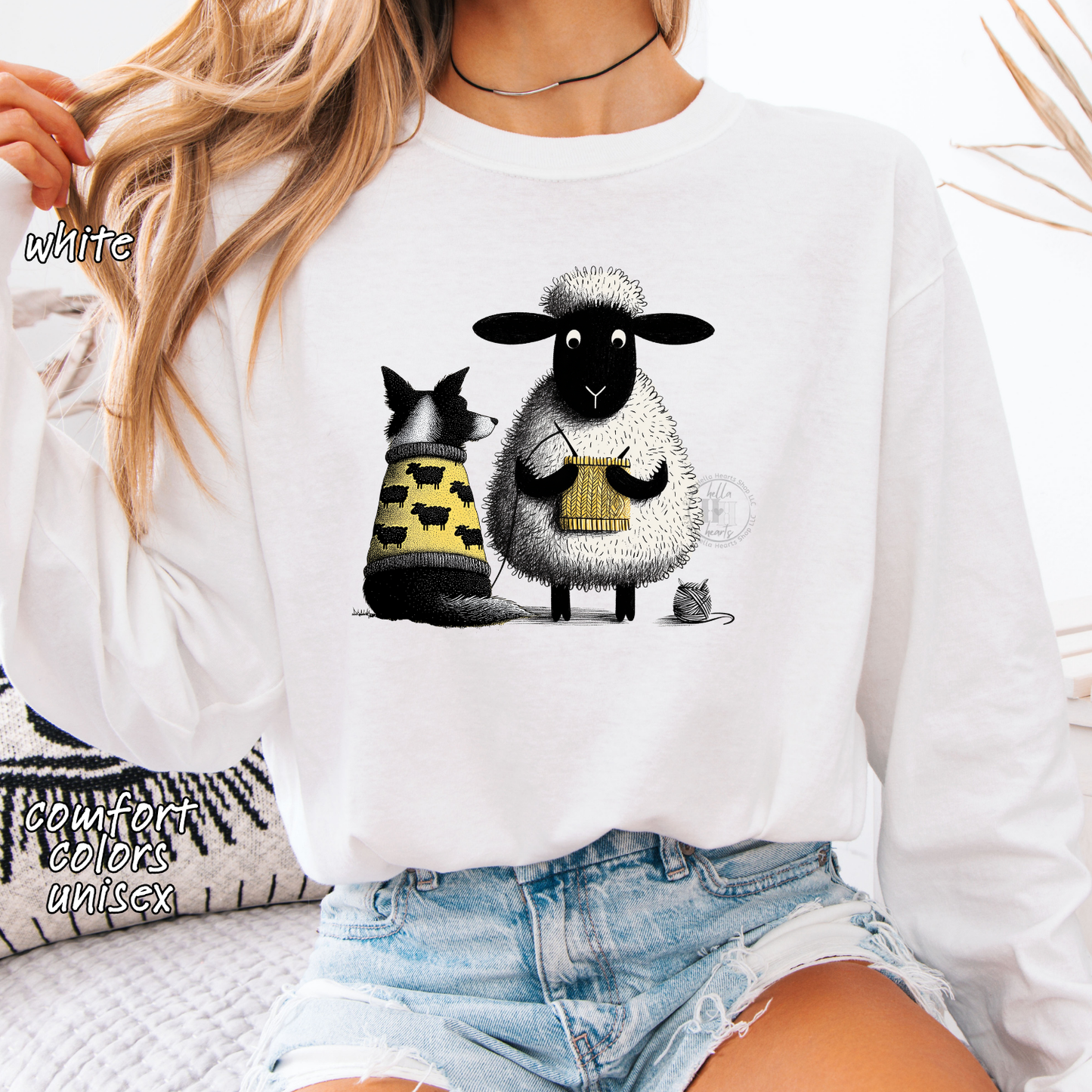 Border Collie and Sheep Friends Shirt: Sheep Knitting Hobby, Unisex