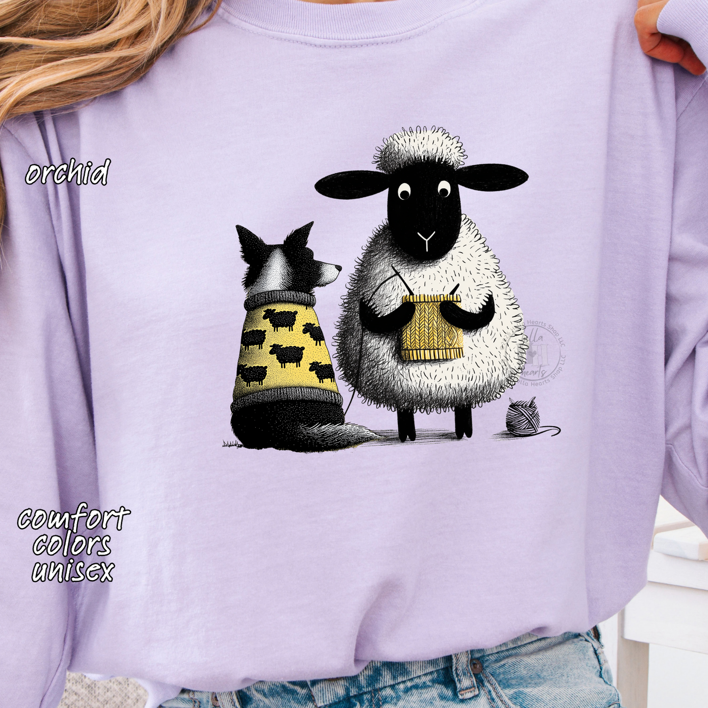 Border Collie and Sheep Friends Shirt: Sheep Knitting Hobby, Unisex
