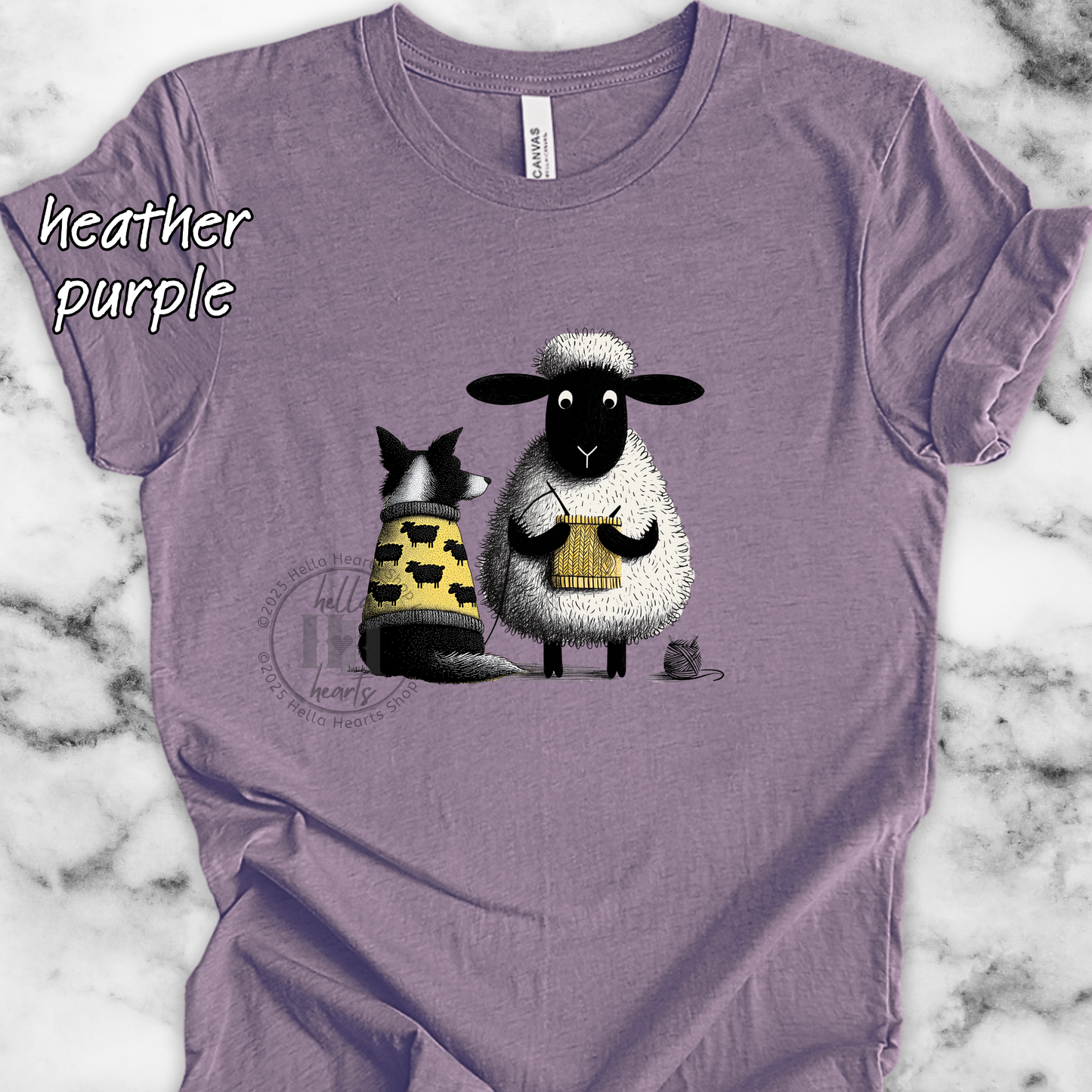 Border Collie and Sheep Friends Shirt: Sheep Knitting Hobby, Unisex Crew Tee