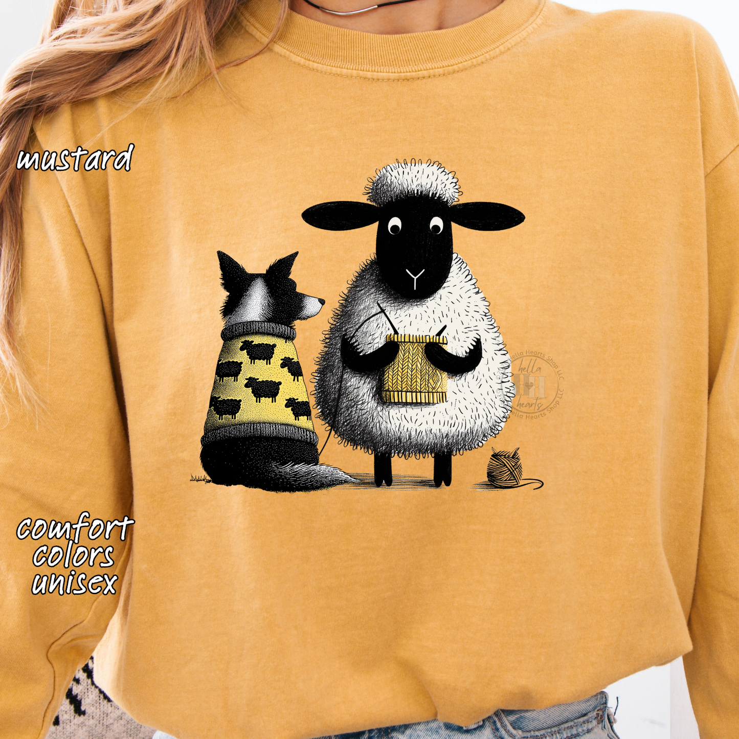 Border Collie and Sheep Friends Shirt: Sheep Knitting Hobby, Unisex