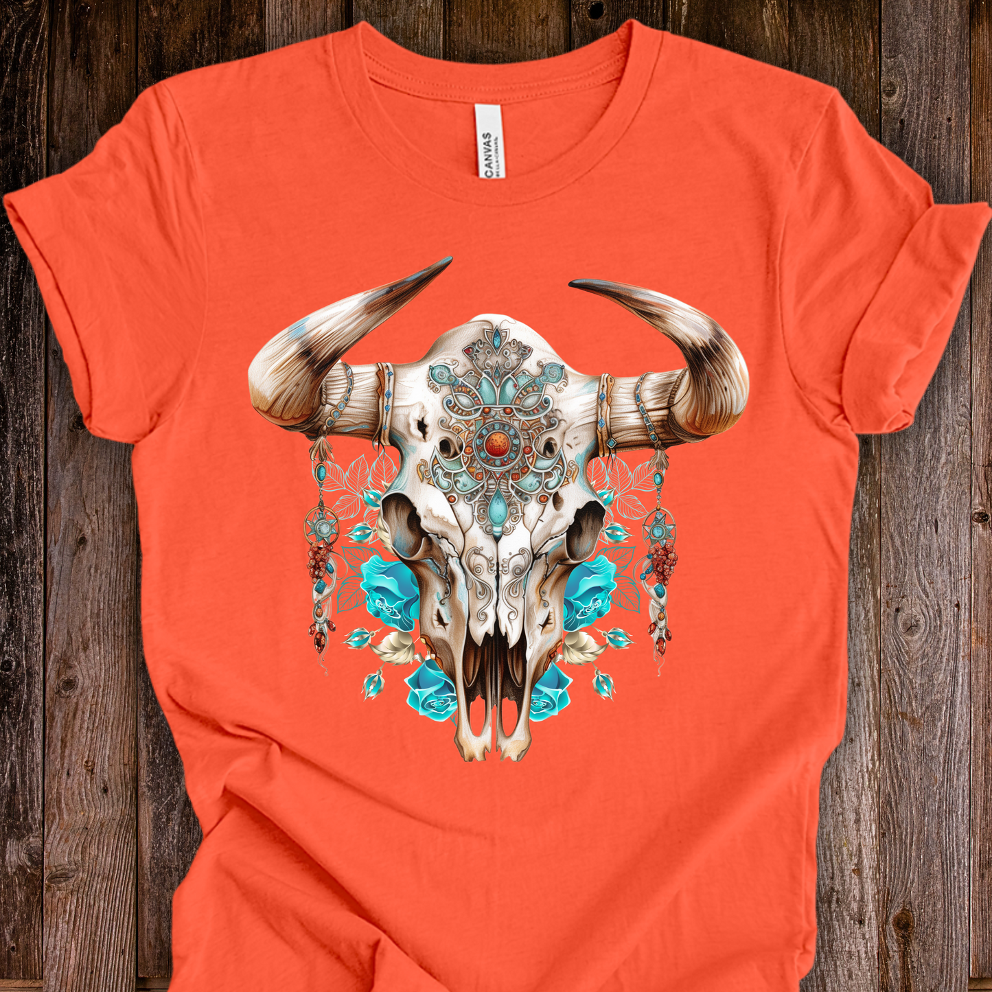 Western Bull Skull with Inlaid Turquoise Unisex TShirt
