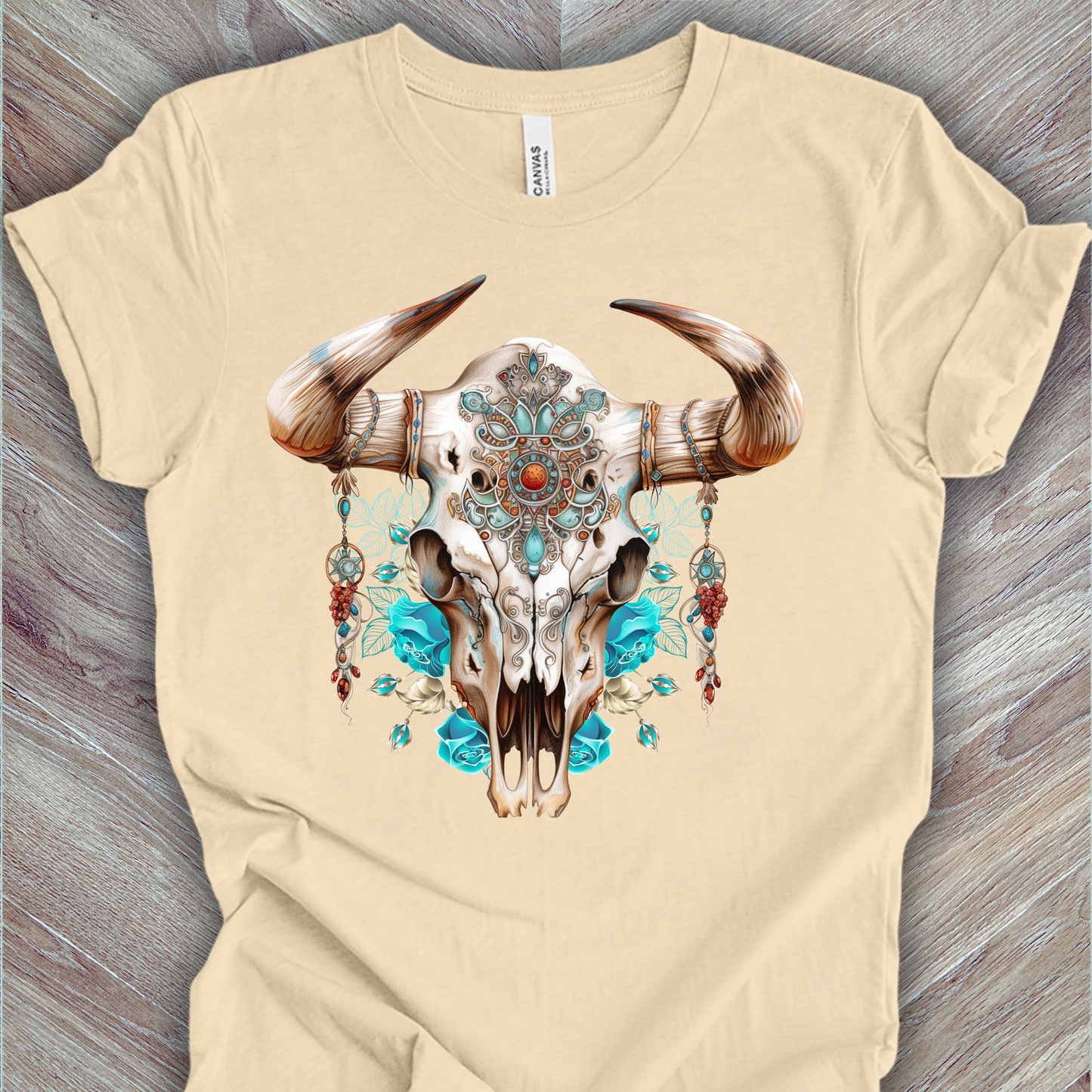 Western Bull Skull with Inlaid Turquoise Unisex TShirt