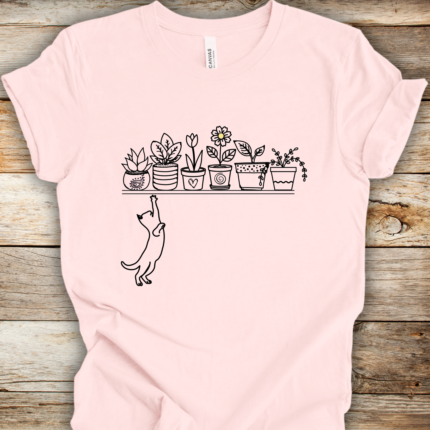Cat TShirt - Cats Heart Plants Unisex Crew