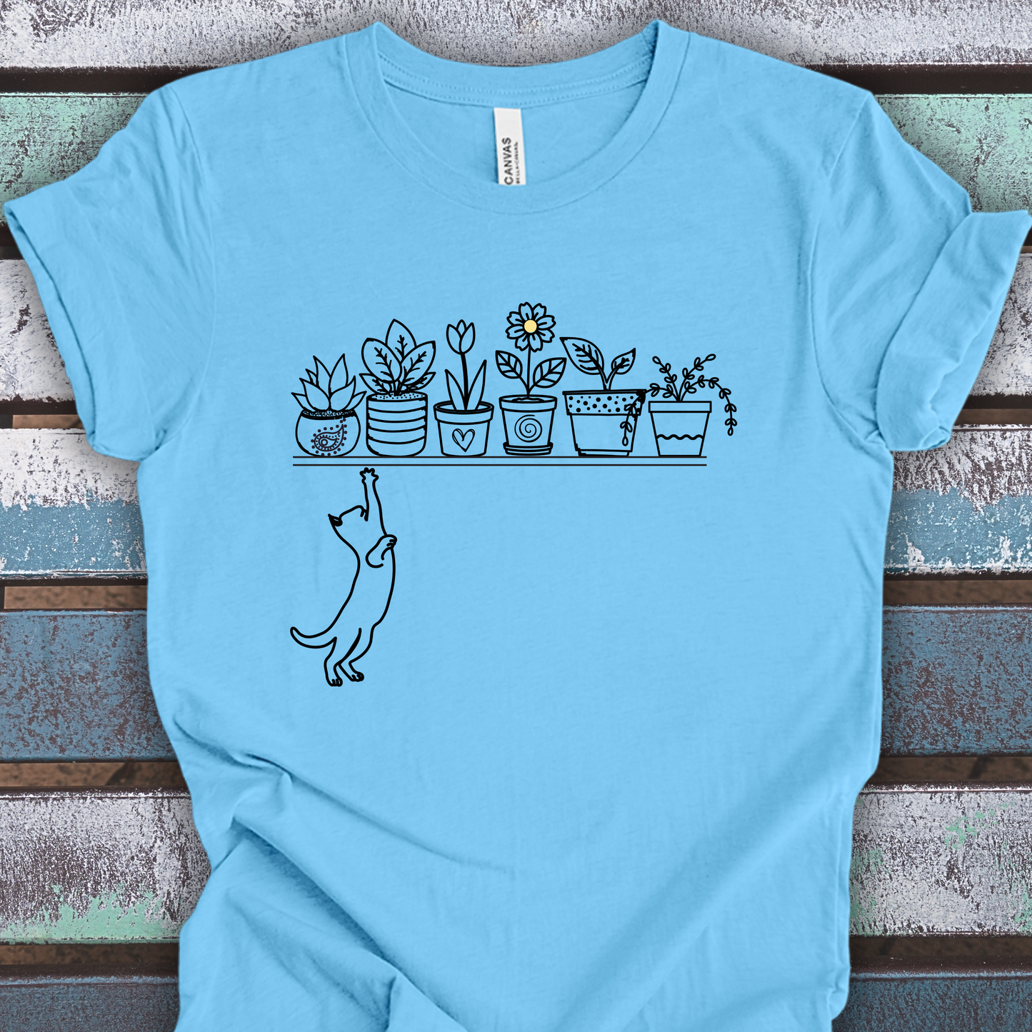 Cat TShirt - Cats Heart Plants Unisex Crew
