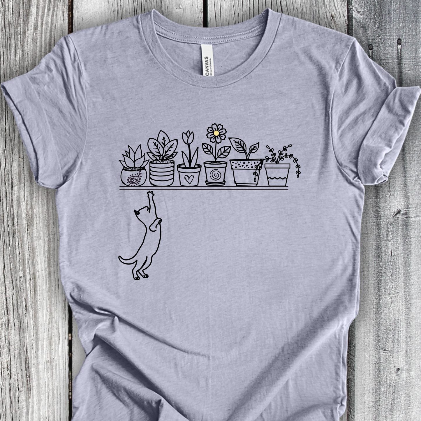 Cat TShirt - Cats Heart Plants Unisex Crew