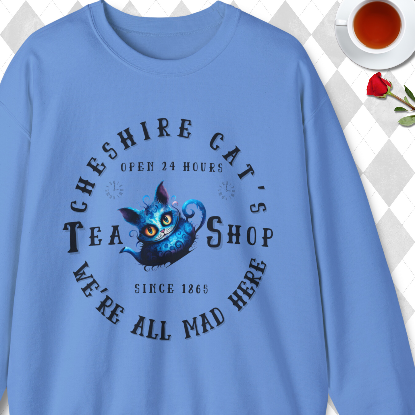 Cheshire Cat Sweatshirt - Tea Shop Alice in Wonderland Unisex Crew