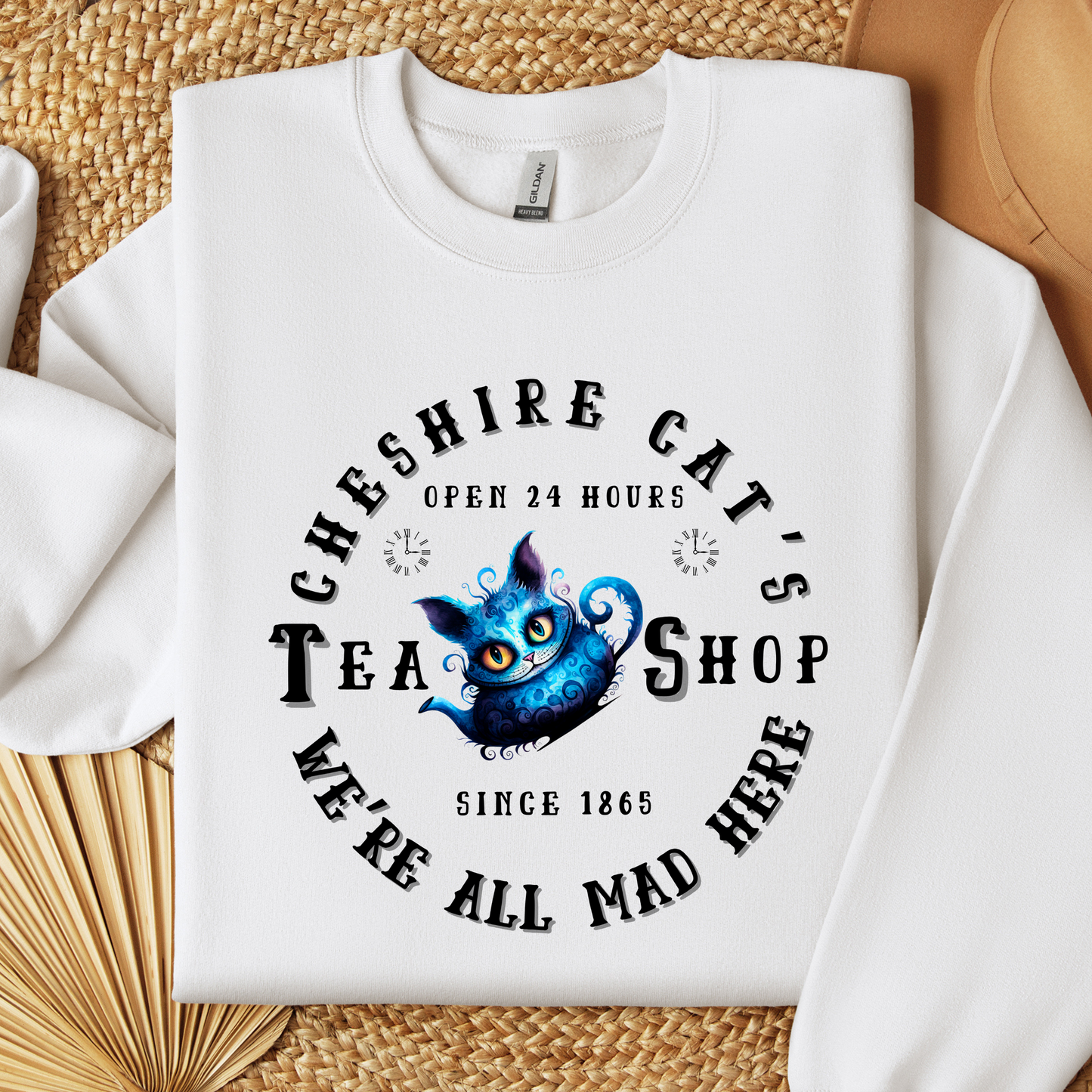 Cheshire Cat Sweatshirt - Tea Shop Alice in Wonderland Unisex Crew
