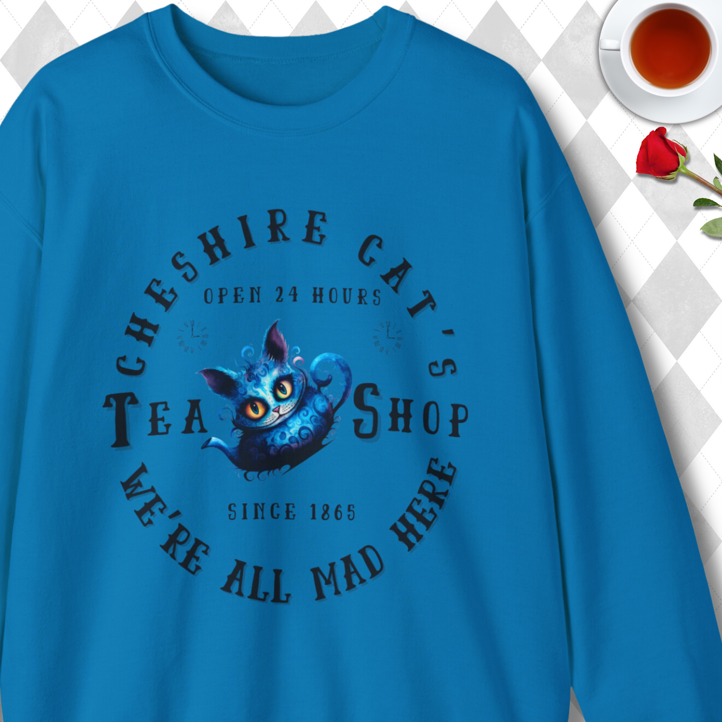 Cheshire Cat Sweatshirt - Tea Shop Alice in Wonderland Unisex Crew