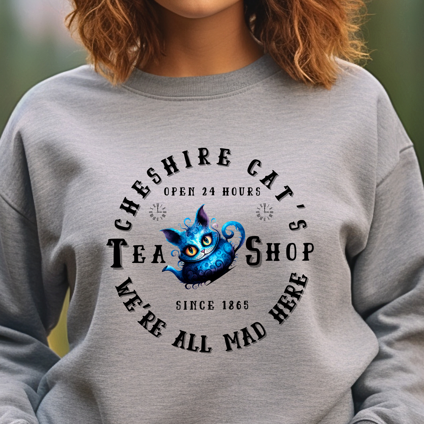 Cheshire Cat Sweatshirt - Tea Shop Alice in Wonderland Unisex Crew