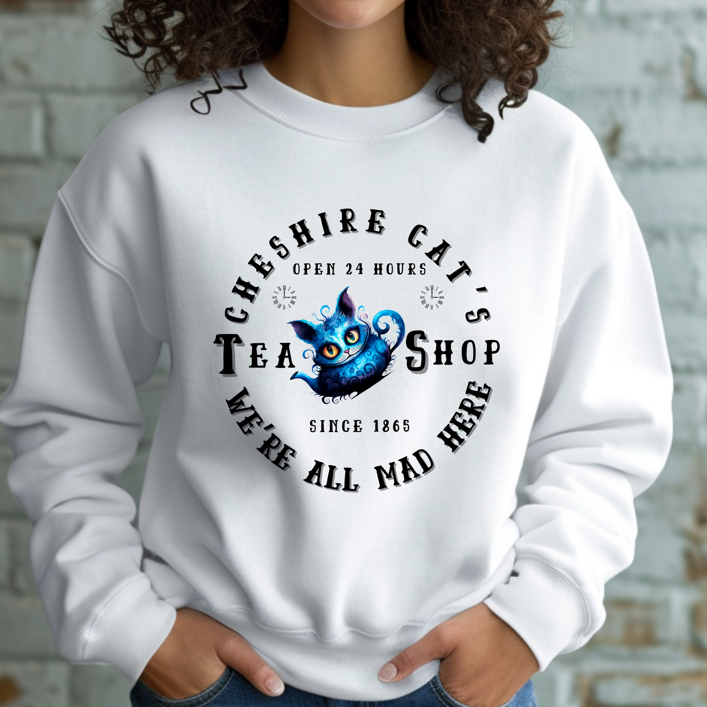 Cheshire Cat Sweatshirt - Tea Shop Alice in Wonderland Unisex Crew