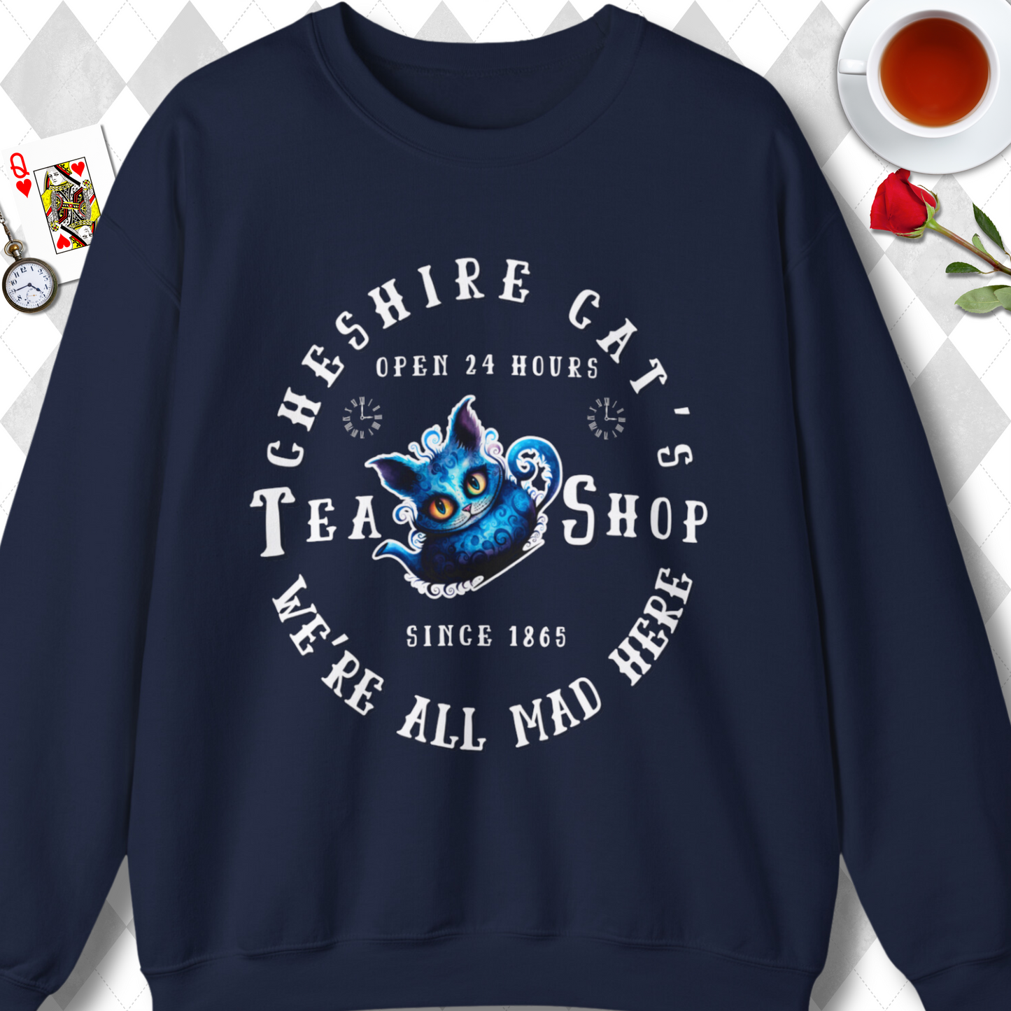 Cheshire Cat Sweatshirt - Tea Shop Alice in Wonderland Unisex Crew