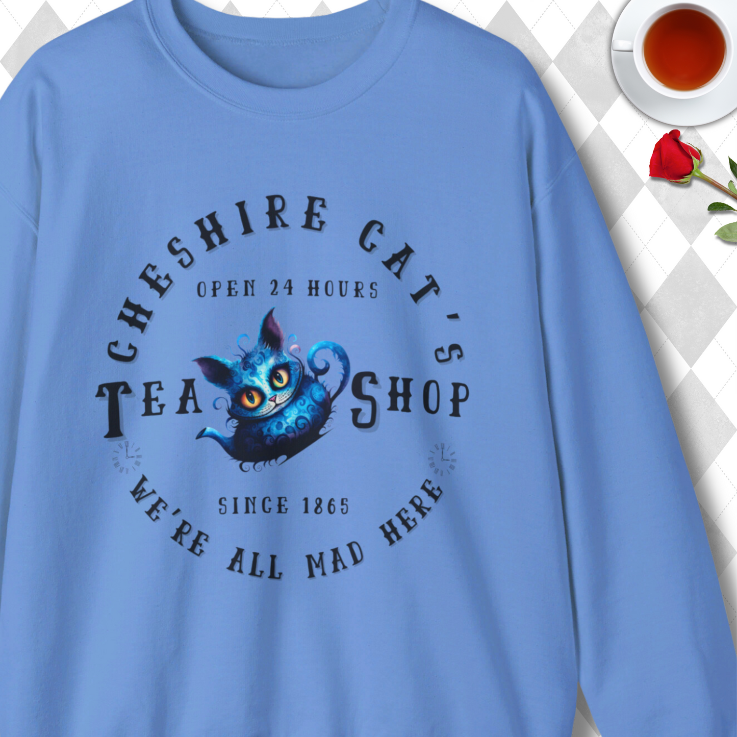 Cheshire Cat Tea Shop Crewneck Sweatshirt - Alice in Wonderland