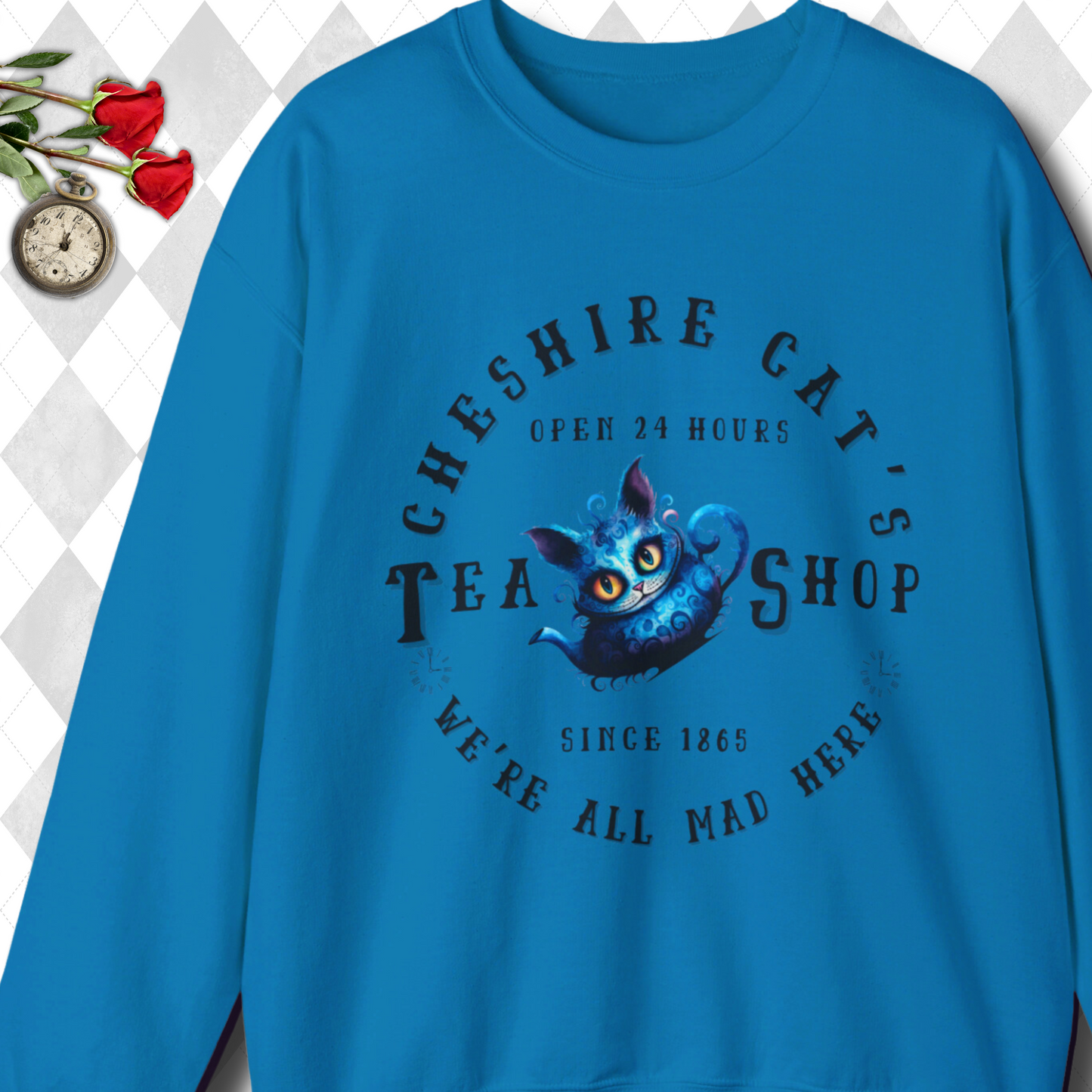 Cheshire Cat Tea Shop Crewneck Sweatshirt - Alice in Wonderland