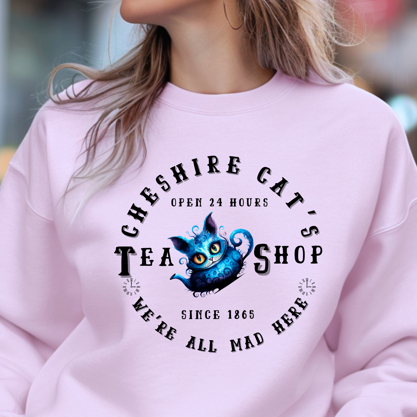 Cheshire Cat Tea Shop Crewneck Sweatshirt - Alice in Wonderland