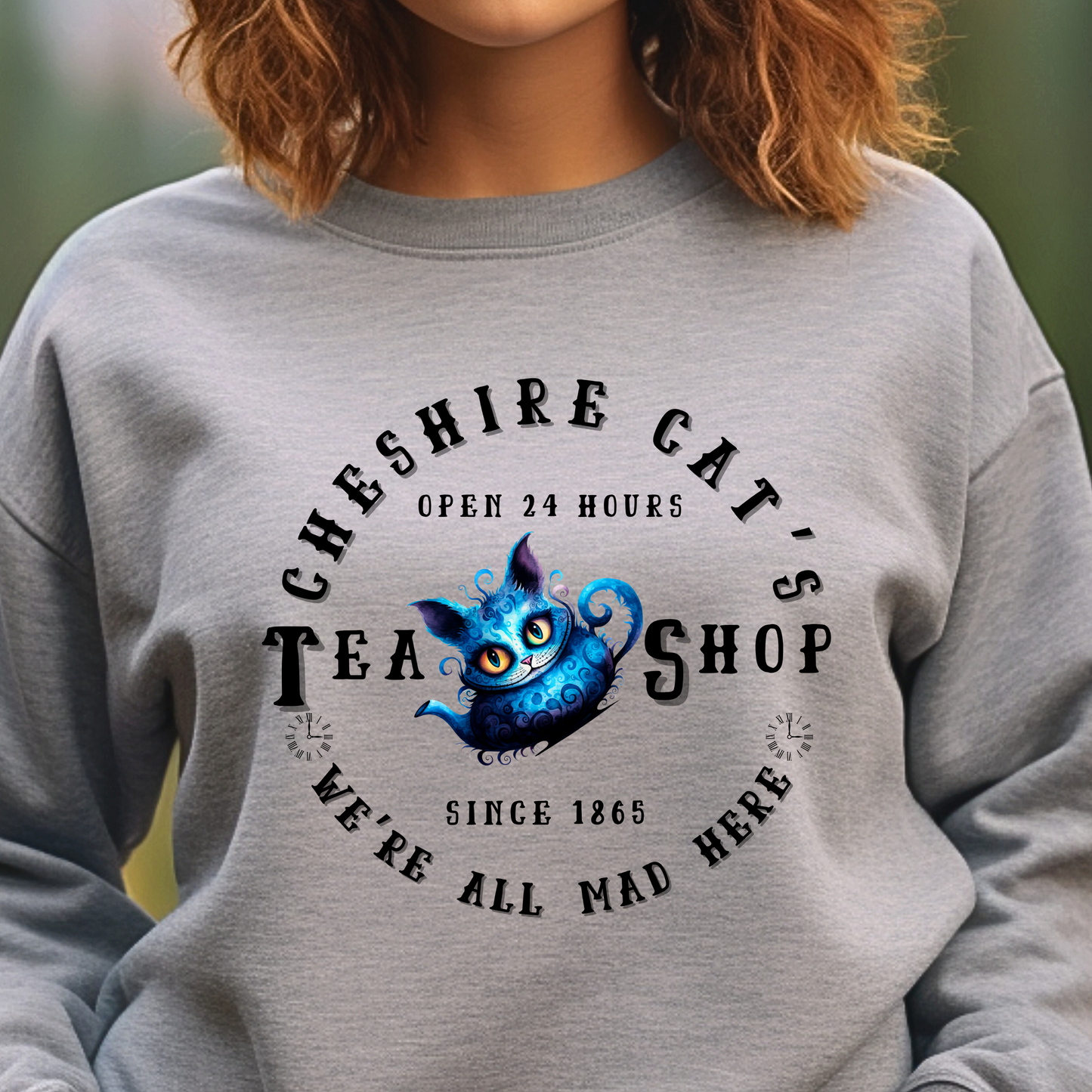 Cheshire Cat Tea Shop Crewneck Sweatshirt - Alice in Wonderland